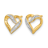 14k and Rhodium Marquise Diamond Heart Post Earrings